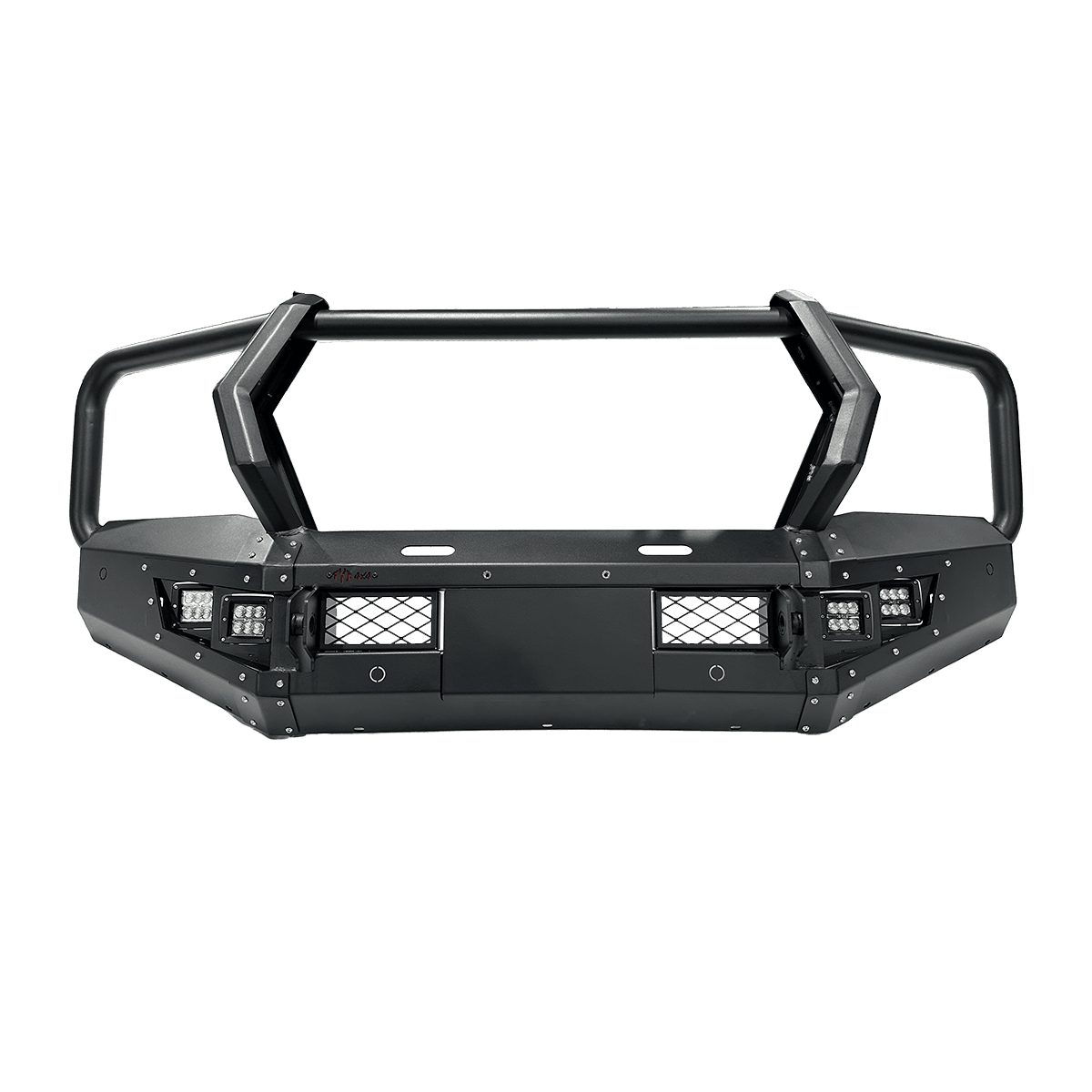 Off-Road Steel Front Bumper with Winch Mount & D-Rings for 4x4 Trucks 4