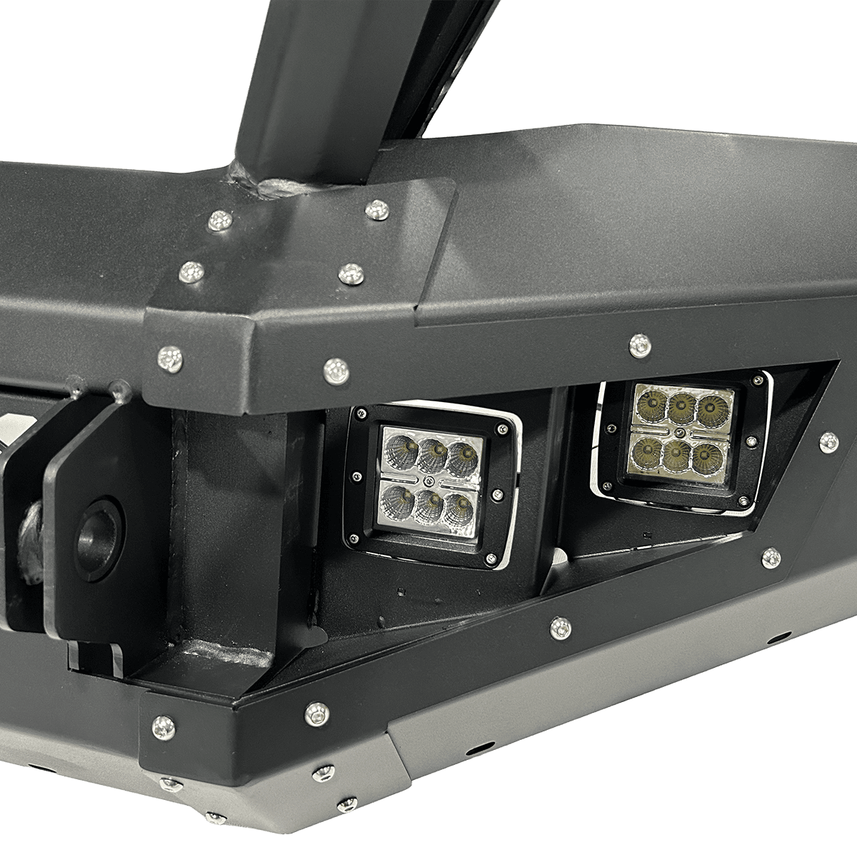 Off-Road Steel Front Bumper with Winch Mount & D-Rings for 4x4 Trucks 3